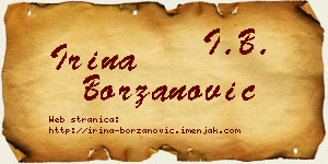 Irina Borzanović vizit kartica